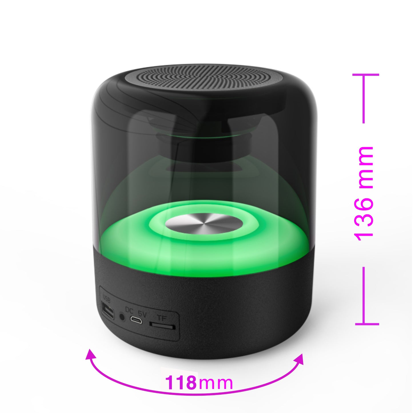 Wireless Aurora Speaker - RGB LED Colour Change 360° Lightshow Party Speaker Bluetooth FM Radio USB Micro SD Aux