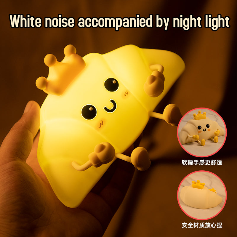 Cute Bull horn bag Night Light with White Noise LED Squishy Night Light Soft Silicone Nursery Nightlight Rechargeable LED Touch Light  for Kids Room