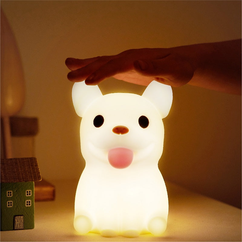 French Bulldog Light, Cute Silicone Frenchie Stuff Dog Animal Lamp with Rechargeable for Desktop Desk Table Living Room Bedroom Office Decorations, Soft Bulldog Gifts for Kids Boys Girls Women