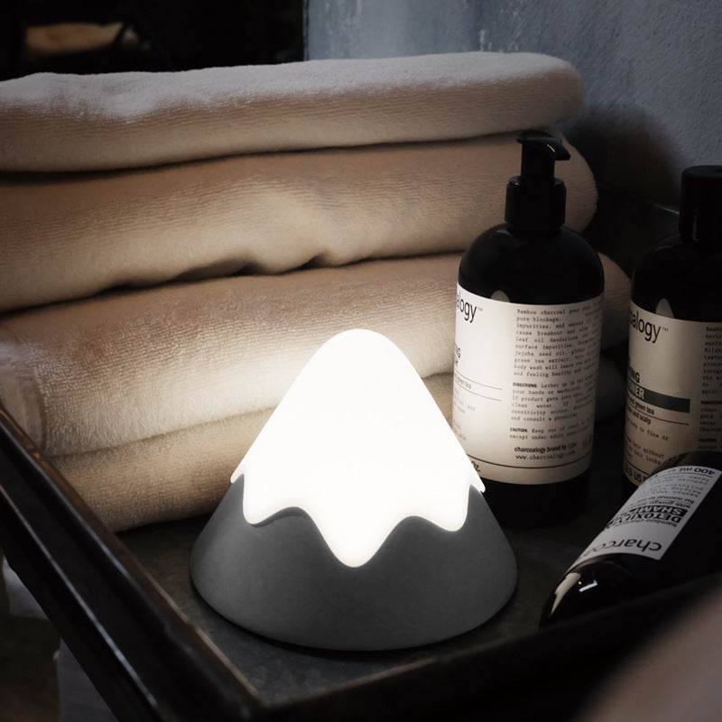 Snow Mountain Sensor Night Light Pat Timing Desk Lamp USB Charging Led Bedside Lamp Creative Children Silicone Lamp (Color : Green, Size : 0.3W)