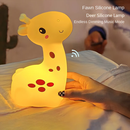 Cute Giraffe Table lamp Study Floor Night led Desk Rechargeable Silicone pear Panda lamp for Kids Bedroom with Touch Control 7 Color Changing led Birthday Gift for Kids
