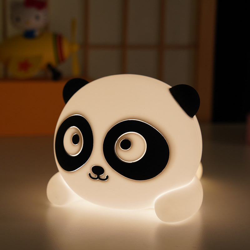 Cross-border exclusive Panda silicone night light creative gift, rechargeable warm light pat and sleep companion light, large silicone lamp