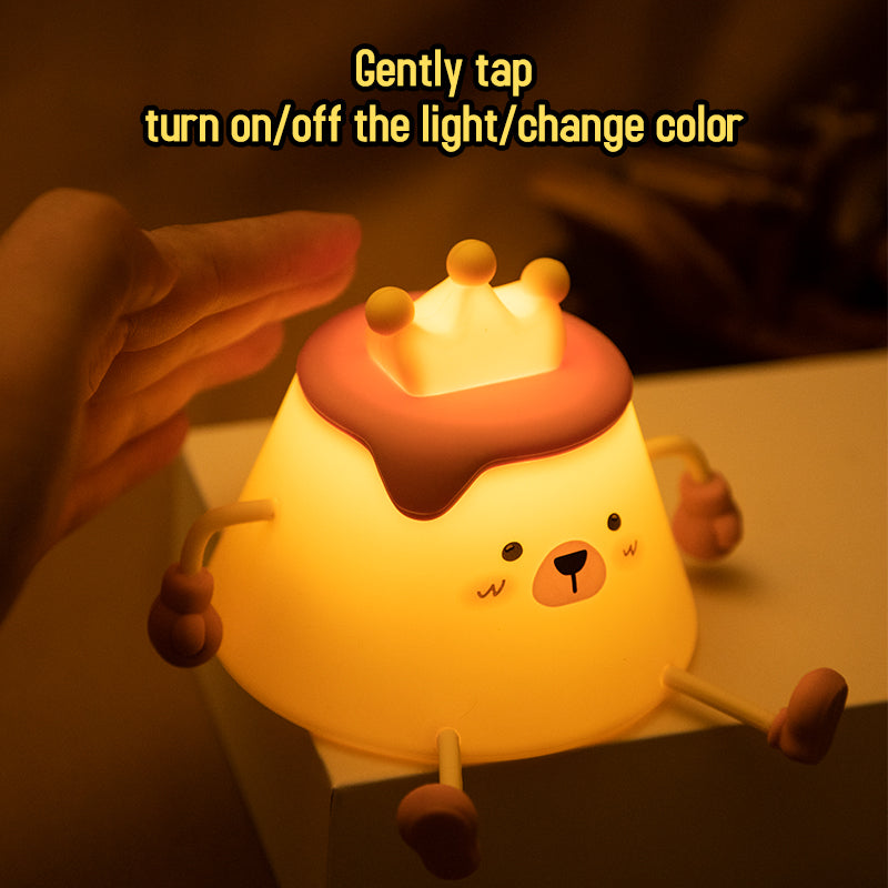 One Fire Pudding Bear Night Light for Kids Color Changing Pudding Bear Toys for Kids Night Light Portable Recharge Nightlight for Kids Room Silicone Baby Night Light for Kids Toys Pudding Bear Toys for Boys