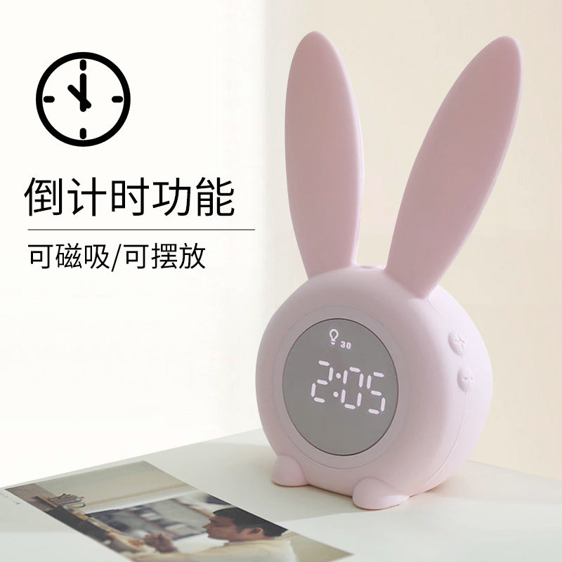 XRZ-N003 Cute Rabbit Digital Alarm Clock for Kids & Students – Multi-Function Desk Clock with Snooze, Night Light, Timer & Voice Control