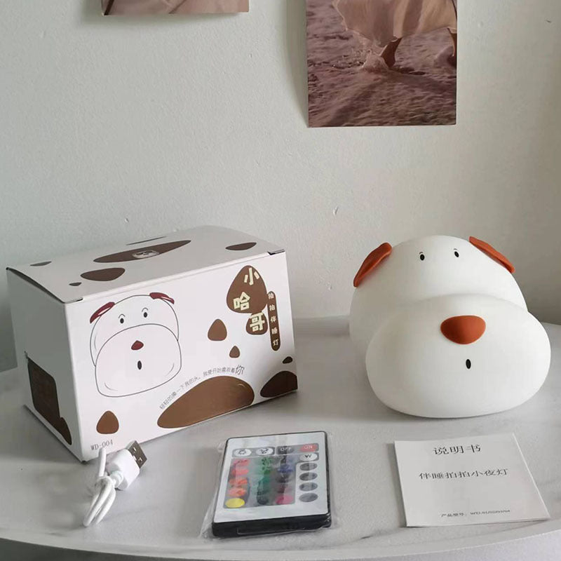 Silicone Puppy Night Lamp, Color Changing Dog Night Light, Rechargeable Bedside Lamp with Warm Light, 1200mAh Battery, Adorable Design for Kids