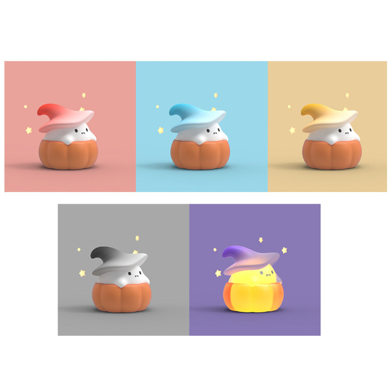 Cute Ghost Pumpkin Night Light,Silicone Nursery Night Lamp for Kids Bedroom,Touch Control Nightlights USB Rechargeable 3-Speed Adjustable Bedside Lamp,for Bedroom,Children Gift Halloween (4 Pcs)