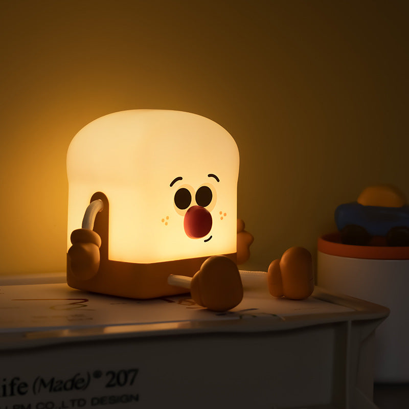 Cute Toaster Night Light for Kids, LED Toast Bread Nursery Silicone Night Light with Timer Rechargeable Dimmable Table Lamp Bedside Lamp for Bedroom