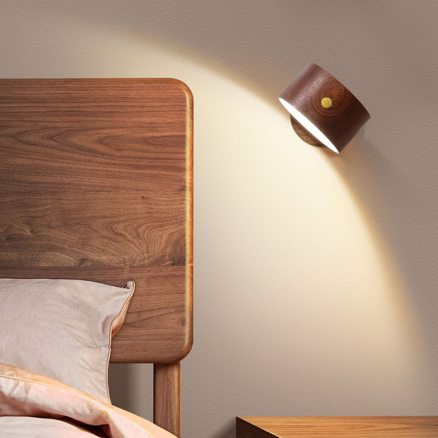 USB Wooden Wall lamp Desk Lamp Touch Dimming LED Night Light 360° Rotating Eye Protection Atmosphere Magnetic Bedside Lamp,Wall Lighting
