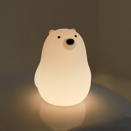Little White Bear Silicone Lamp USB Charging Bedhead Timed Sleep Light Children's Cartoon Bedroom LED Pat Night Light