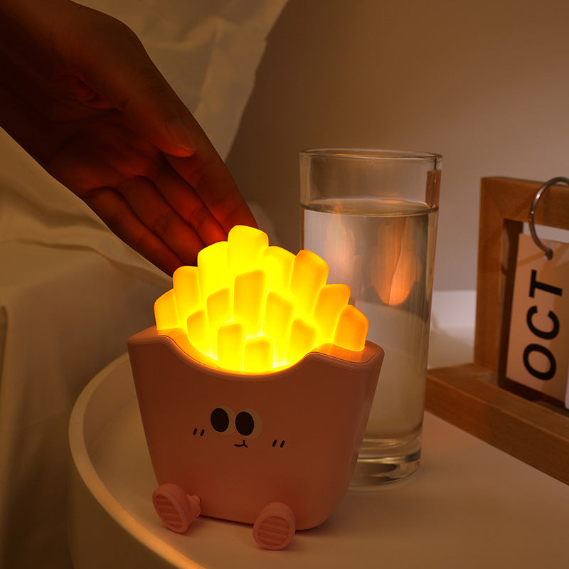 Cute Cartoon Creative Night Light Desktop Rechargeable Decoration Pat Light Children's Birthday Gift French Fries Night Light