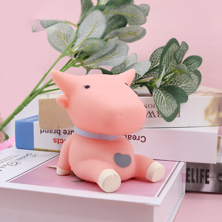 et Portable Mignon Veilleuse Dessin Animé Vache Rose Image Chambre Dortoir Protection des Yeux Veilleuse éClairéE