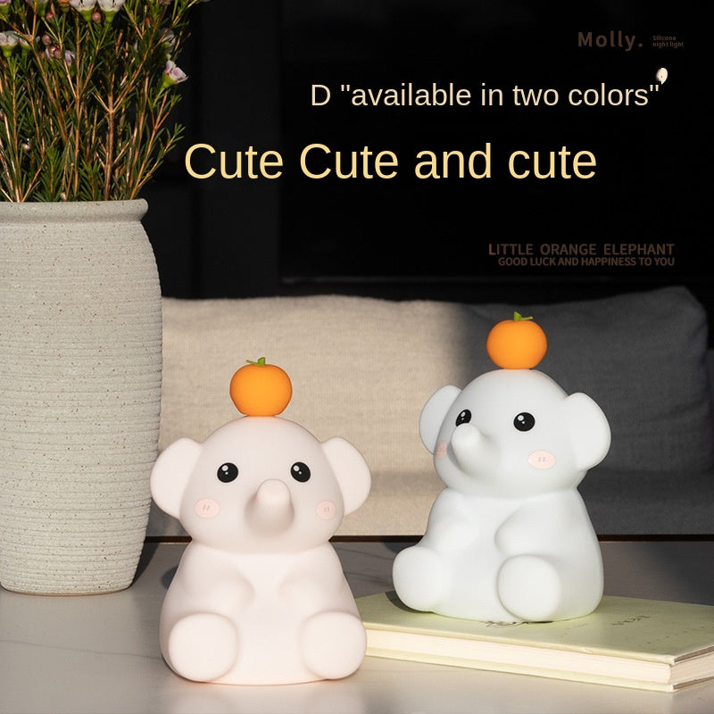 Cute Elephant Lamp Silicone Night Light with 30 Minutes Rechargeable Bedside Lamp with Touch Control White