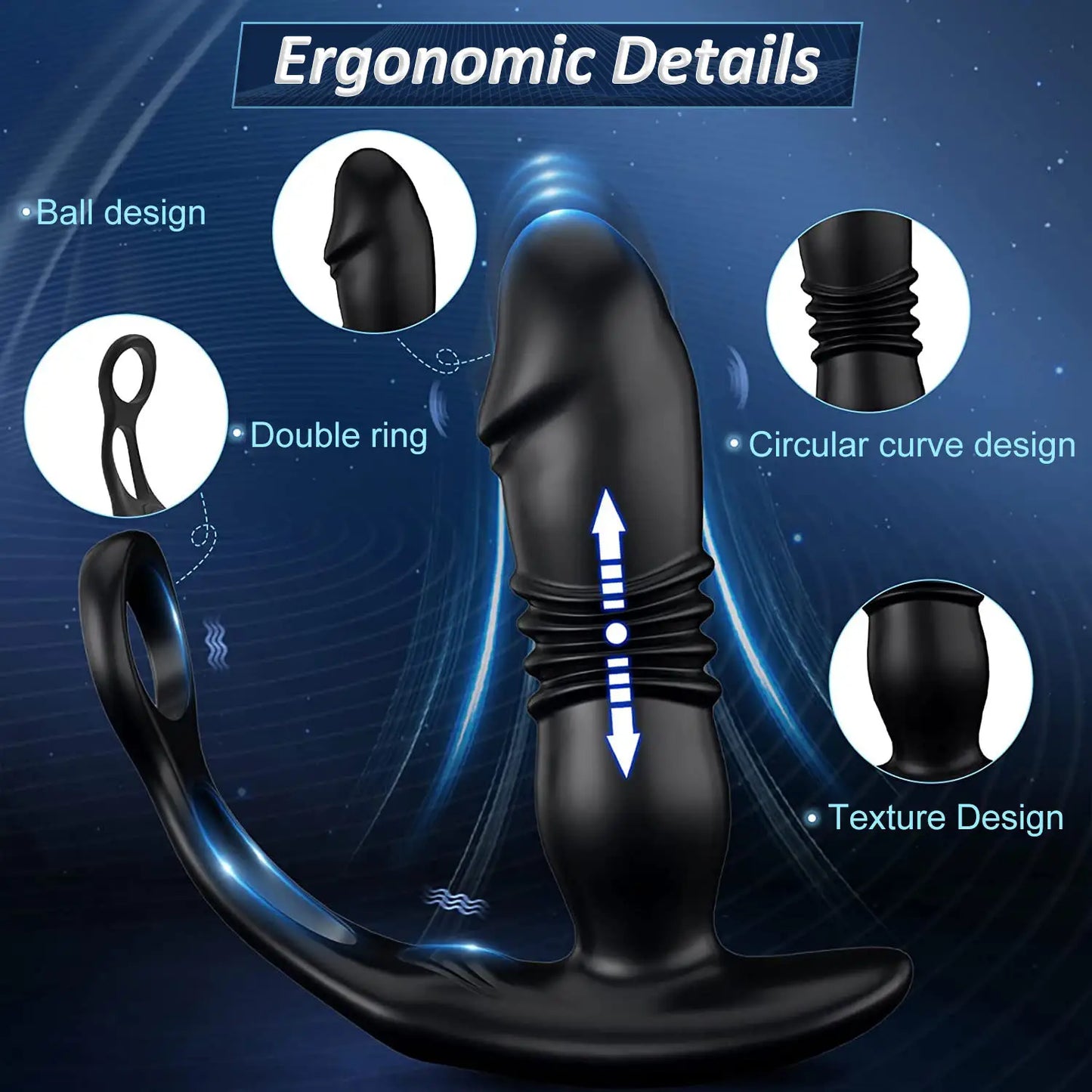 Double Ring Remote Control Telescopic Prostate Massager Vibrating Anal Plug for Men Women Safer Sex Product for Masturbation