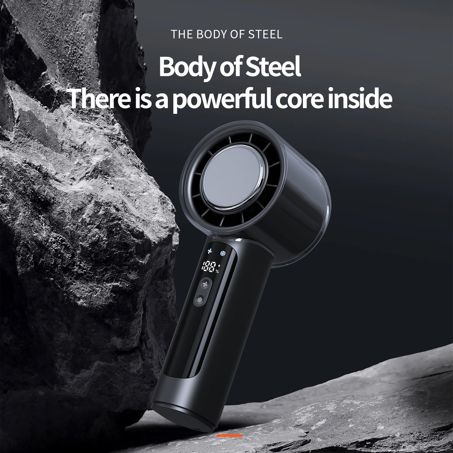 Portable Handheld Cooling Fan with 100-Speed Adjustment, Rapid Semiconductor Cooling & USB Type-C Rechargeable Battery
