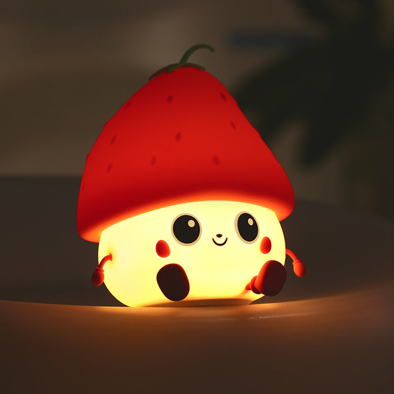 Night Light for Kids, Cute Silicone Nursery Strawberries Lamp for Baby and Toddler,Fruit NightLight for Boys and Girls,Squishy Night Lamp for Bedroom,Kawaii Bedside Lamp for Kids Room