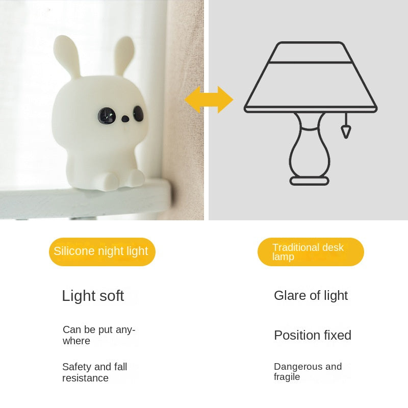 Rabbit night light, children's bedroom light, 7 colors, variable intensity, with touch sensor, Rabbit Night light, children's silicone night light, children's bedroom, Sa