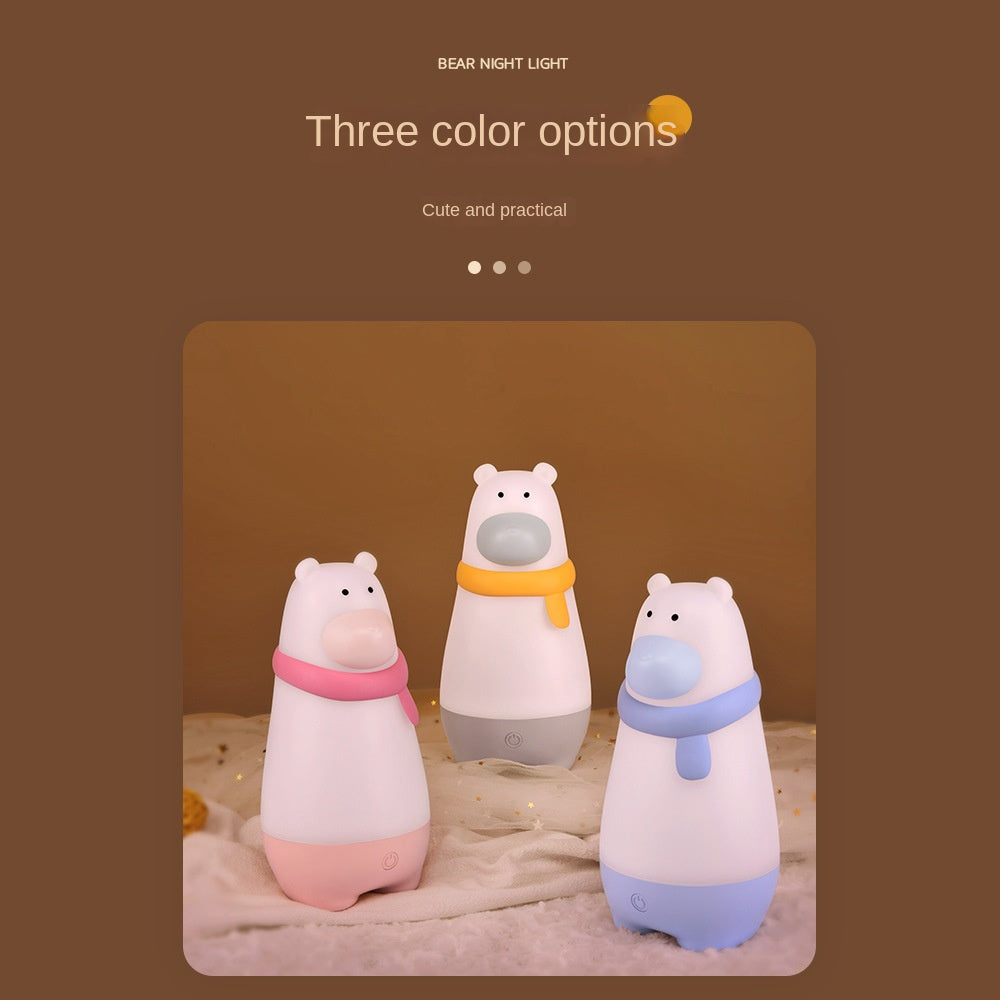 LED Night Light, Cute Animal Silica Gel Kids Lighting Night Lights, Rechargeable Portable Table Lamp for Kids Room, Gift