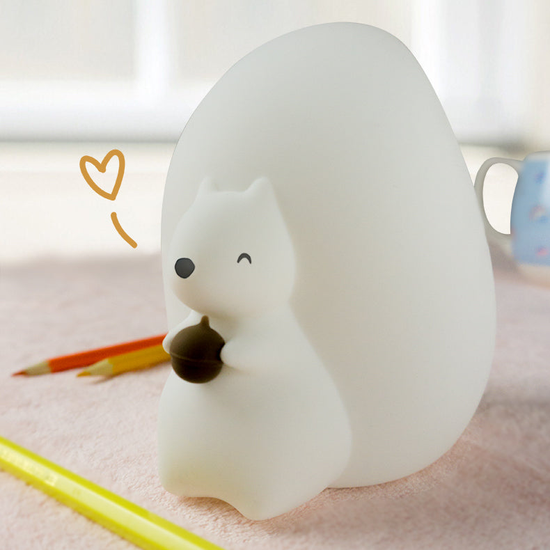 Cute Squirrel Night Light for Kids with 7 Color Changing Mode USB-C Rechargeable LED Night Light & Remote Control Night Light for Baby Nursery