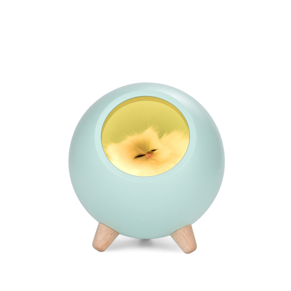 Round Shape Plush Cat Inside Night Light Led Cute Silicone Lamp Bedside Lamp Bedroom Light Decoration
