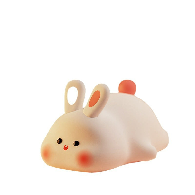 Lying Flat Rabbit Night Light, LED Squishy Buuny Rabbit, Cute Light Up Rabbit, Silicone Dimmable Nursery Nightlight, Rechargeable Bedside Touch Lamp for Breastfeeding, Finn The Rabbit