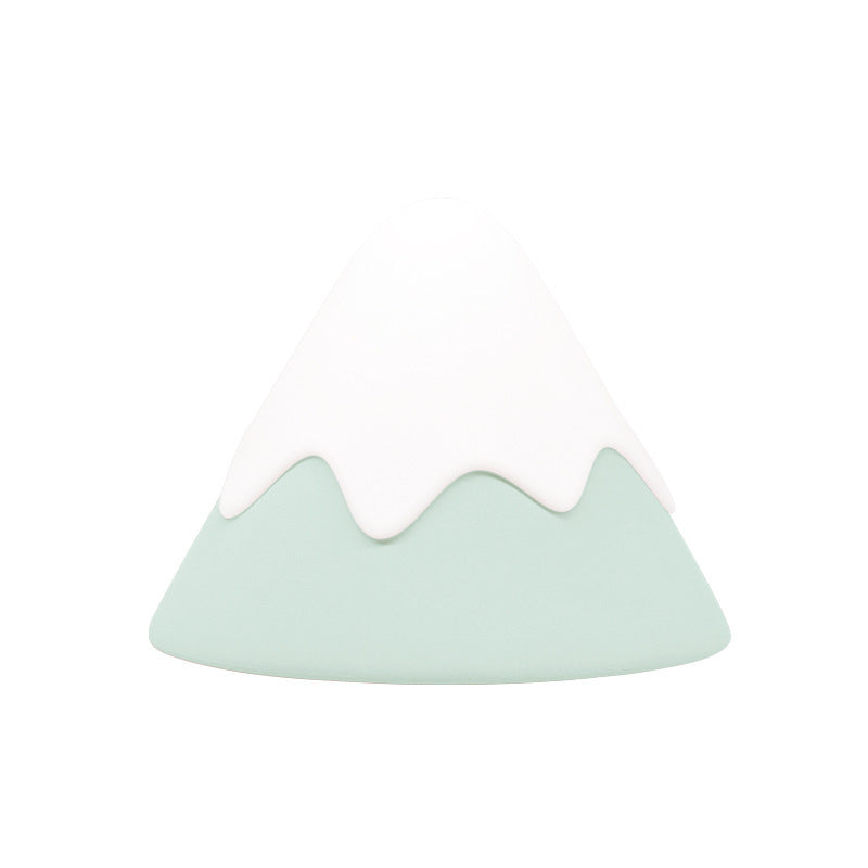 Snow Mountain Sensor Night Light Pat Timing Desk Lamp USB Charging Led Bedside Lamp Creative Children Silicone Lamp (Color : Green, Size : 0.3W)