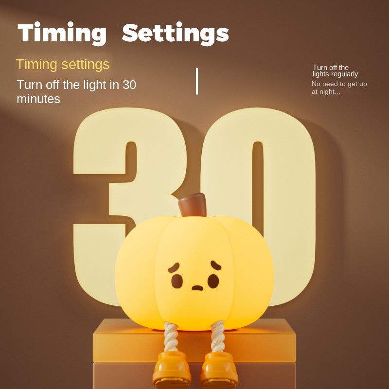 Pumpkin Night Light，LED Squishy Funny Pumpkin Lamp, Dimmable Silicone Light Up Nursery Nightlight, Rechargeable Cute Bedside Night Touch Lamp for Kids Girls (Pumpkin)