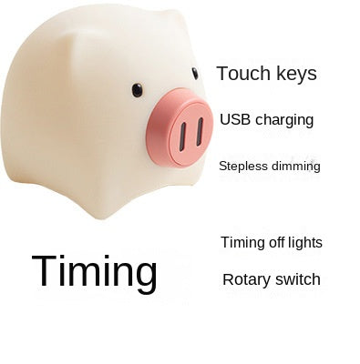Pig Silicone Night Light, USB Charging Bedside Lamp, LED Night Light, Durable, Rechargeable Silicone Night Lamp, Children's Room Decoration, Halloween Gifts, Sleeping Lights