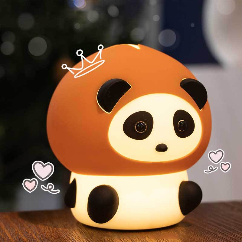 Cute Chestnut Panda Night Light, 7 Colors Changing LED Silicone Light,Touch Sensor Dimmable Timer USB Rechargeable Bedside Lamp for Baby Kids