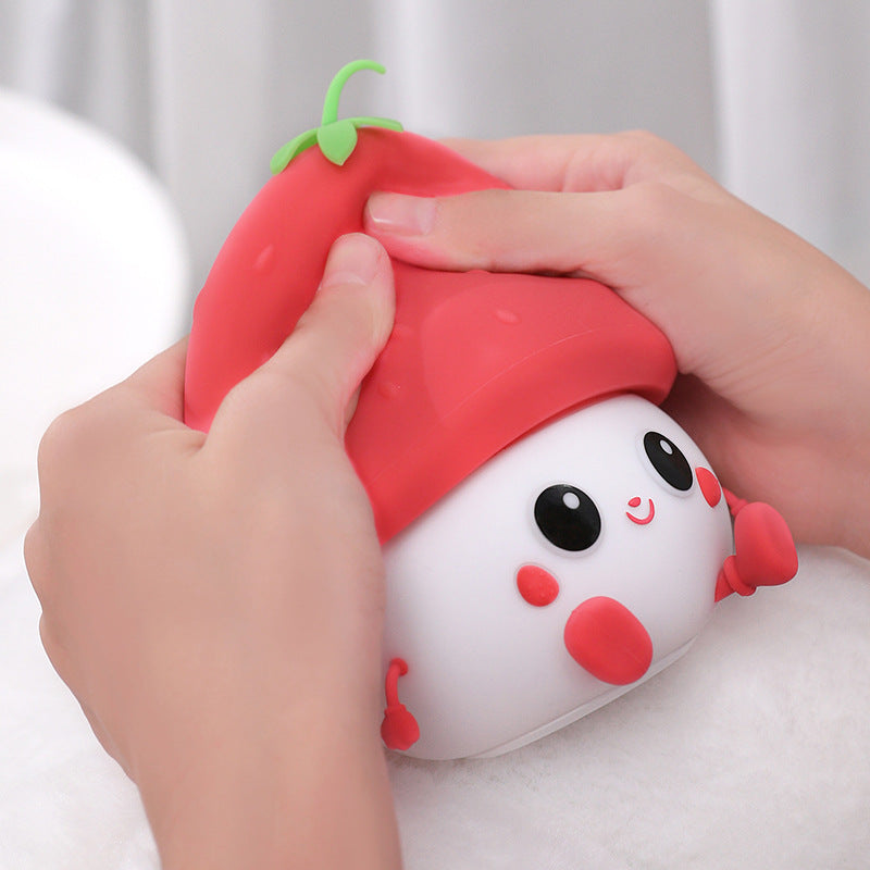 Night Light for Kids, Cute Silicone Nursery Strawberries Lamp for Baby and Toddler,Fruit NightLight for Boys and Girls,Squishy Night Lamp for Bedroom,Kawaii Bedside Lamp for Kids Room