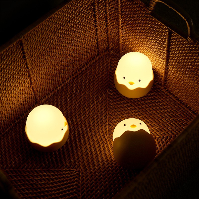 Lily&her friends-Egg Shell Chick Emotions Night Light, Tumbler Portable Cute Egg Shell Design Lamp with Adjustable Brightened LED Rechargeable for Kid Nursery Baby,with Touch Sensor(White Light)