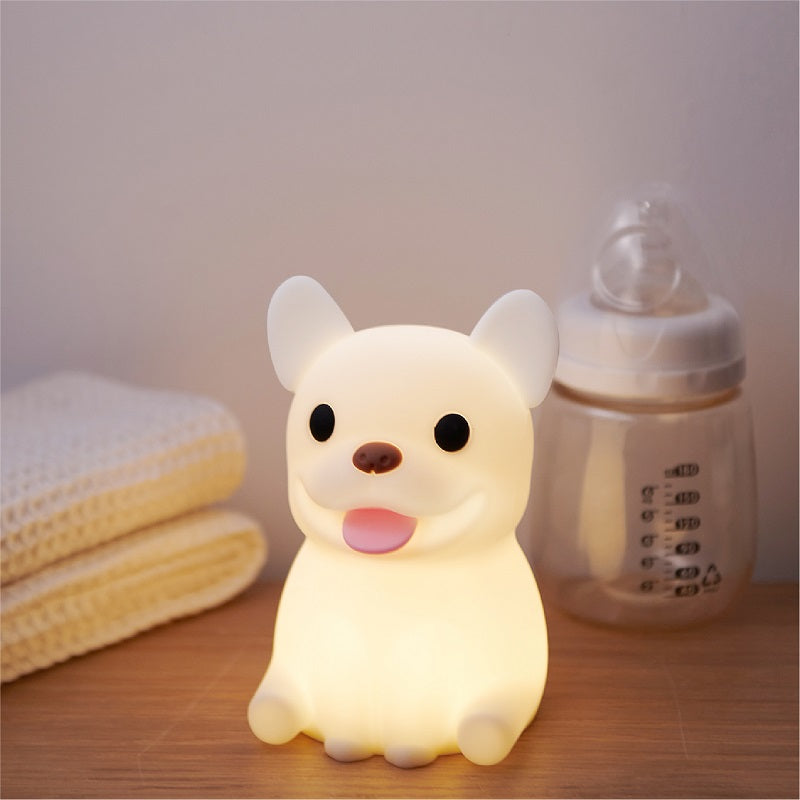 French Bulldog Light, Cute Silicone Frenchie Stuff Dog Animal Lamp with Rechargeable for Desktop Desk Table Living Room Bedroom Office Decorations, Soft Bulldog Gifts for Kids Boys Girls Women