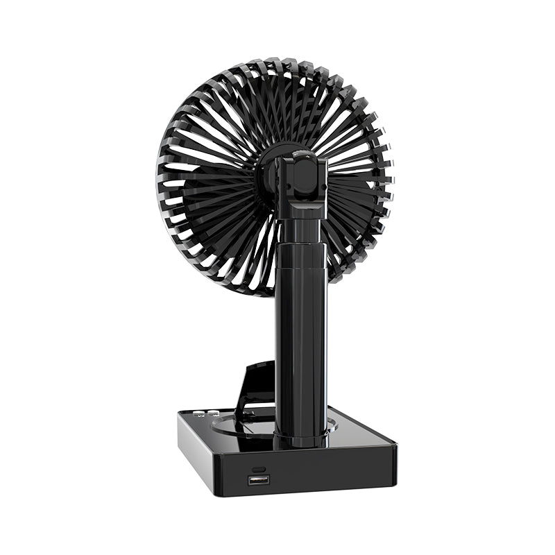 Oscillating Silent Desk Fan – Portable Rechargeable Fan with Power Bank & Wireless Charging for Home, Office & Dorm