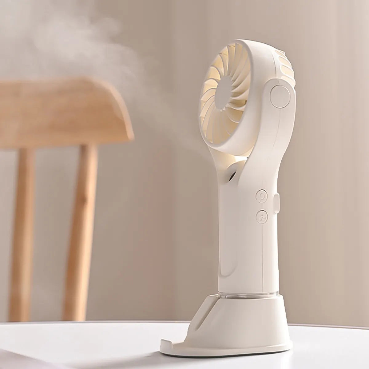 Water Mist Fan with Phone Humidifying Rechargeable USB Fan Portable Summer Outdoor Holder Handheld Water Spray Fan