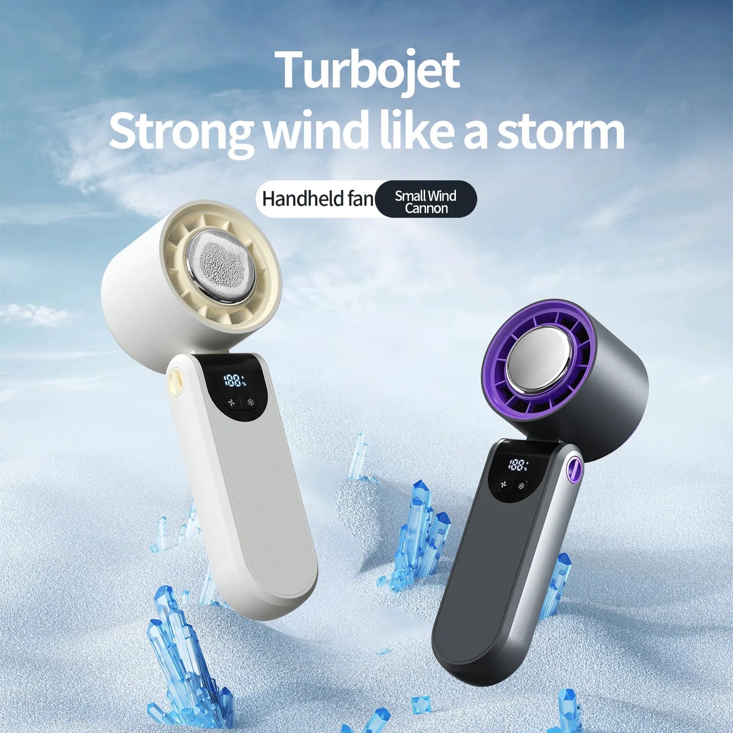 OEM 2025 New Upgrade Mini Rechargeable Handheld Fan Foldable Table Fan Portable Personal Cold Compress Small Turbo Cooling Fan