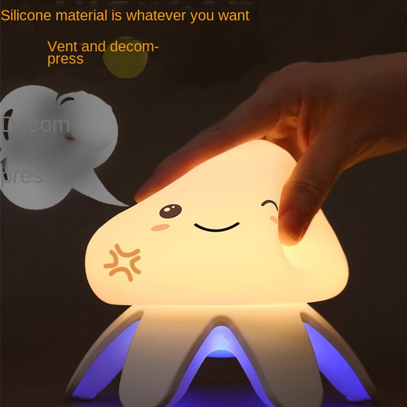 Night Light for Kids, Cute Jellyfish Color Changing Rechargeable Silicone Nursery Night Lights with Remote and 5 Sleeping White Noise, Dimmable Tap Control Night Light for Baby Children Kids