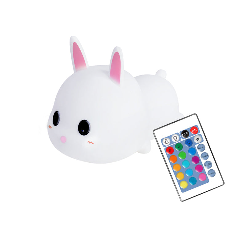 Children's Night Light, 16 Colours, Rabbit Night Light, Baby, USB Rechargeable LED Bedside Lamp, Baby Room, Silicone Nursing Light, Dimmable Touch for Girls, Remote Control Night Lamp