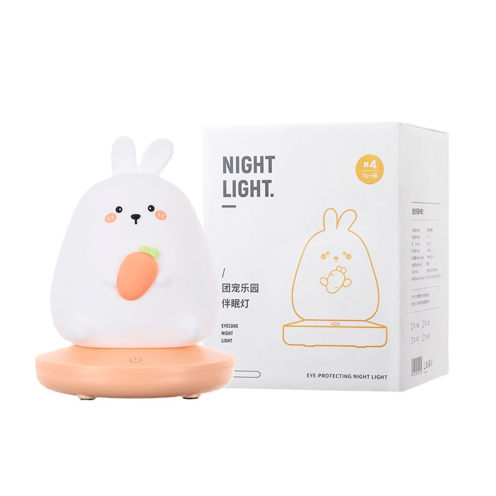 Amusingtao LED Children Night Light, Cute Bunny Night Light Bunny Lamp Soft Silicone Night Light with Touch Sensor, Protable Led Animal Silicone Kids Lamp USB Rechargeable Bedside Lamp