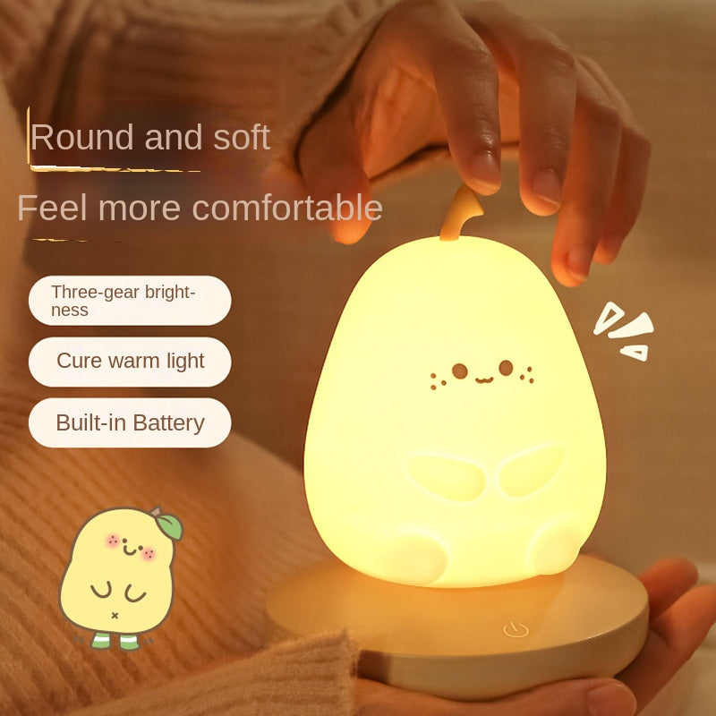 Pear Light  Nursery Table Lamp,Cute Pear Night Light, Silicone Pear Nursery Lamp for Kids, Dimmable Bedside Lamp, USB Rechargeable Light for Bedroom