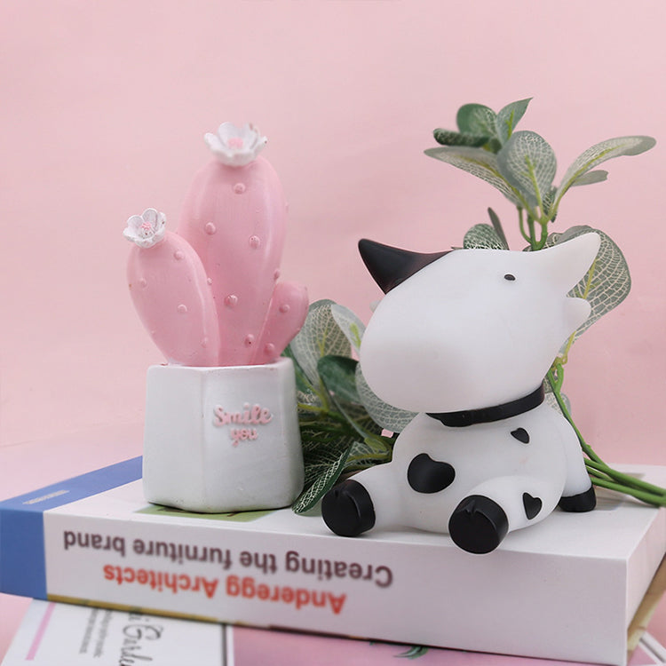 et Portable Mignon Veilleuse Dessin Animé Vache Rose Image Chambre Dortoir Protection des Yeux Veilleuse éClairéE