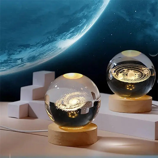 Valentine's Day Night Light Festive Crystal Ball Laser 3D Inscribed Glass Ball Home Accessories Small Ornaments Lighted