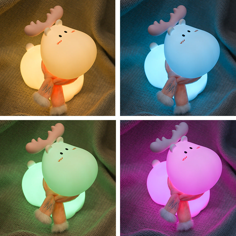 Animal Night Light Adjustable Brightness LED Nightlight USB Rechargeable Decorative Touch Bedside Lamp children's Room