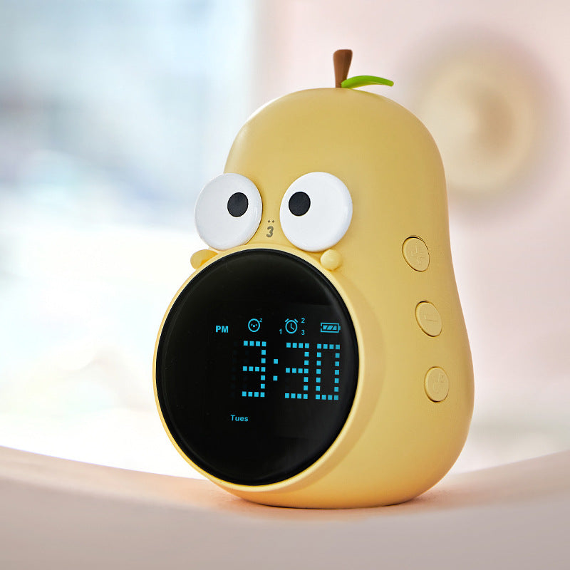 Cute Pear-Shaped Smart Alarm Clock for Kids | Creative Multifunctional Digital Desk Clock with APP Control