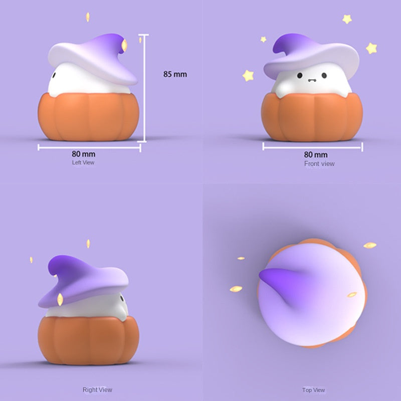 Cute Ghost Pumpkin Night Light,Silicone Nursery Night Lamp for Kids Bedroom,Touch Control Nightlights USB Rechargeable 3-Speed Adjustable Bedside Lamp,for Bedroom,Children Gift Halloween (4 Pcs)