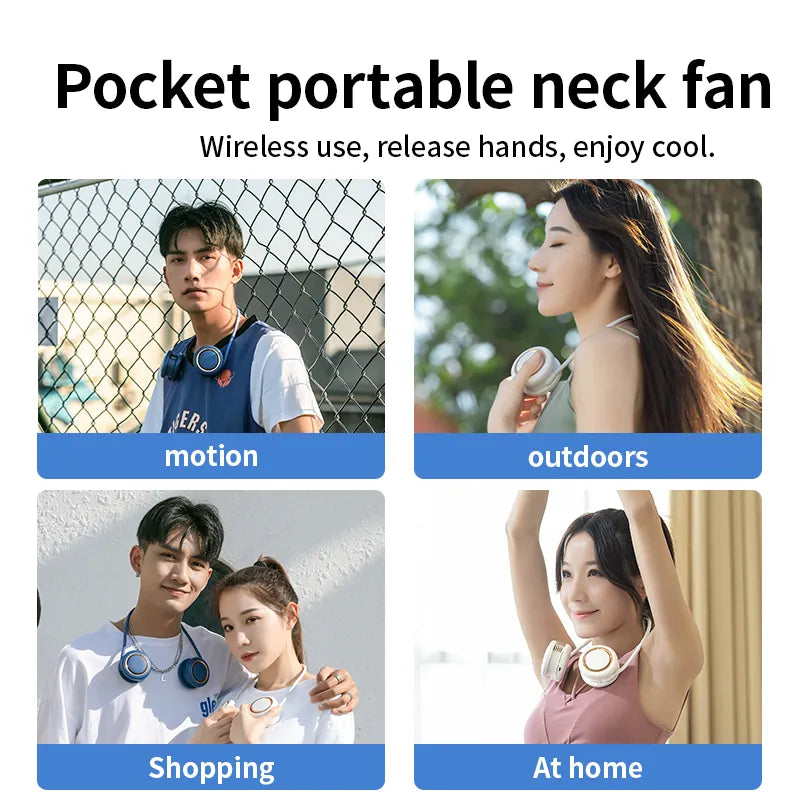 Fashionable Lightweight Adjustable Hands-Free Portable Wearable Neckband Fan Hanging Neck Fan