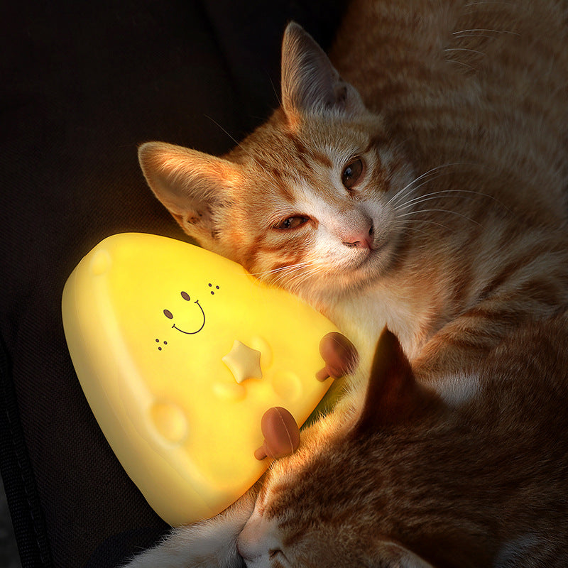 veilleuses en forme de fromage, minuterie rechargeable par USB pour enfants avec sommeil, longue lumière lumineuse de dessin animé LED, lumière de décoration intérieure, jaune