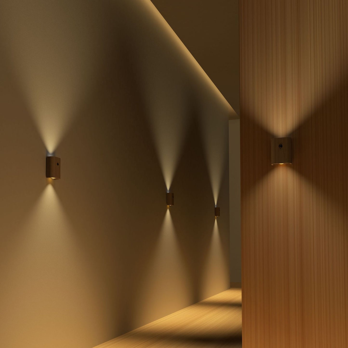 Motion Sensor Night Light, USB Rechargeable Magnetic Wall LED Light Wooden Motion Sensor Stairway Night Light for Bathroom, Hallway, Stairs, Bedroom, Kitchen