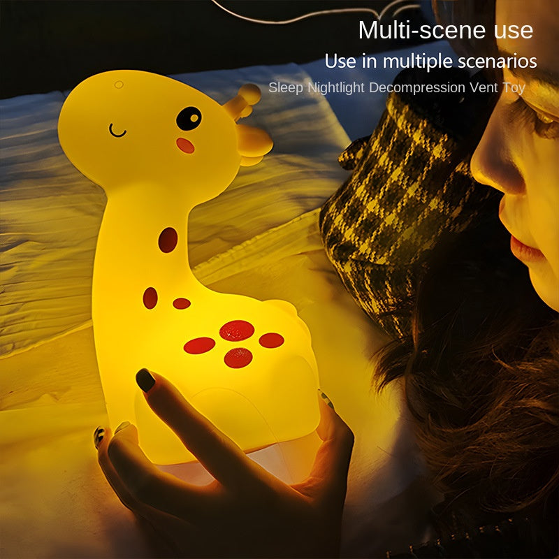 Cute Giraffe Table lamp Study Floor Night led Desk Rechargeable Silicone pear Panda lamp for Kids Bedroom with Touch Control 7 Color Changing led Birthday Gift for Kids