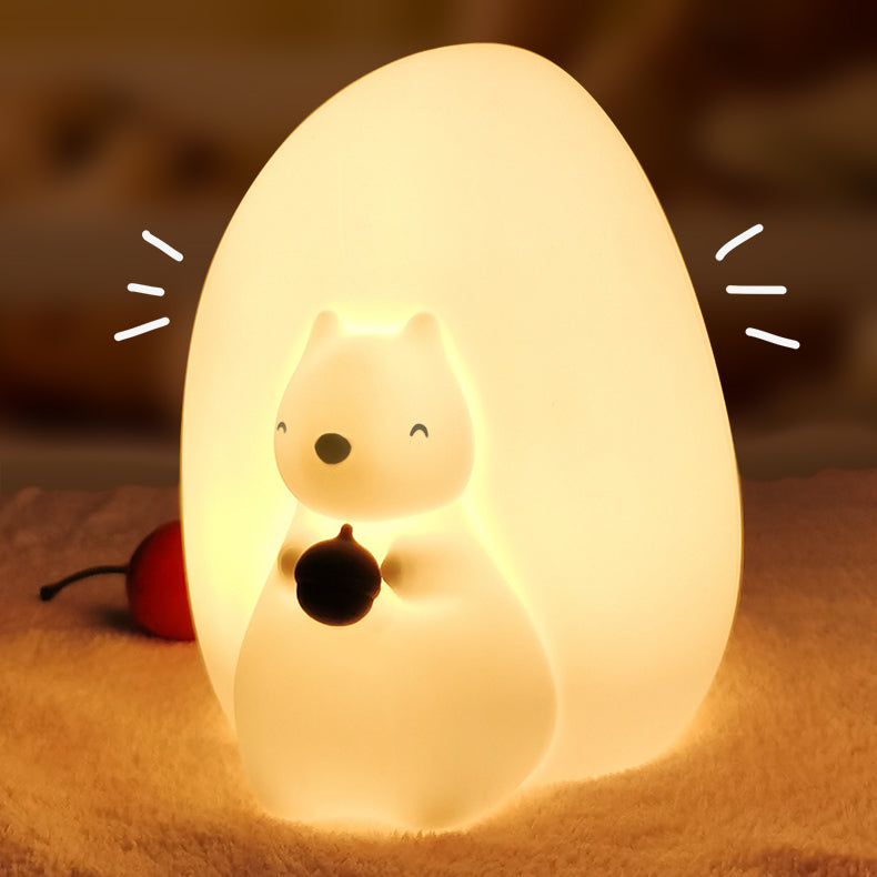 Cute Squirrel Night Light for Kids with 7 Color Changing Mode USB-C Rechargeable LED Night Light & Remote Control Night Light for Baby Nursery