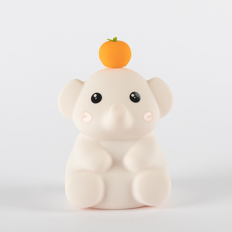 Cute Elephant Lamp Silicone Night Light with 30 Minutes Rechargeable Bedside Lamp with Touch Control White