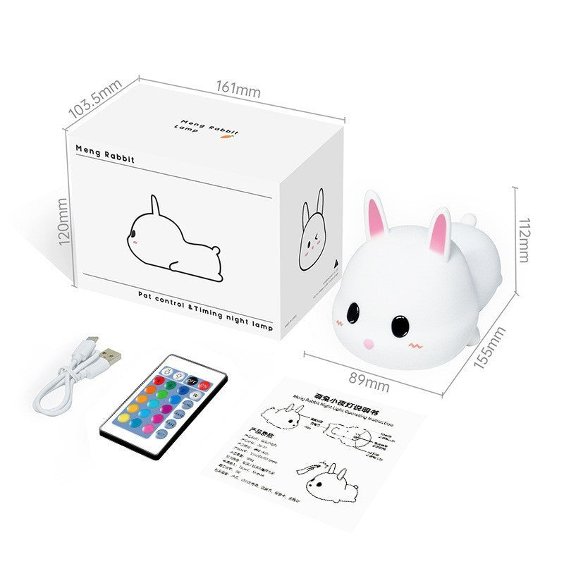 Children's Night Light, 16 Colours, Rabbit Night Light, Baby, USB Rechargeable LED Bedside Lamp, Baby Room, Silicone Nursing Light, Dimmable Touch for Girls, Remote Control Night Lamp